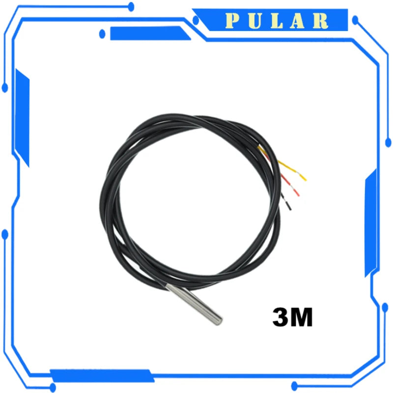 DS18B20 Temperature Sensor Module Kit Waterproof 100CM Digital Sensor Cable Stainless Steel Probe Terminal Adapter PLR Arduino