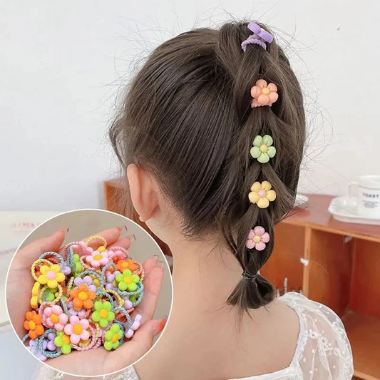 50Pcs/Lot Children Hair Accessories Girls Cartoon Elastic Hair Bands Baby Head Rope Kids Small Animal Headband Cute Headdress