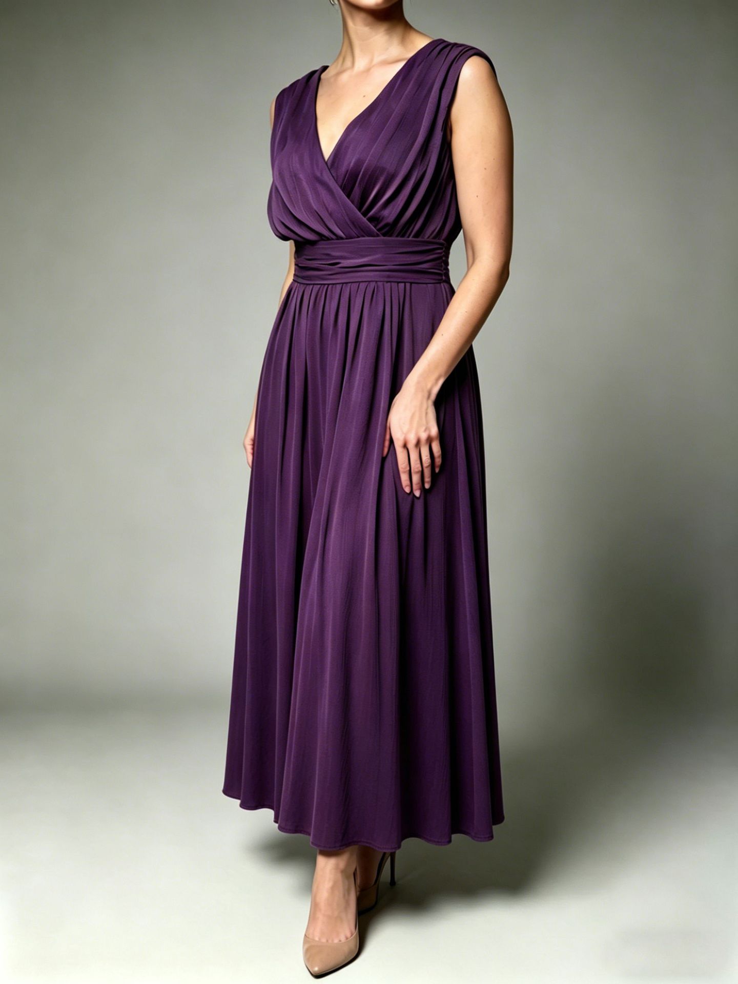 Solid-color Pleated Elegant Fashion Dress