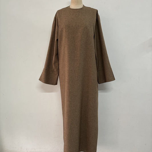Round-neck Simple Solid-color Loose-fitting Straight-cut Elegant Dress