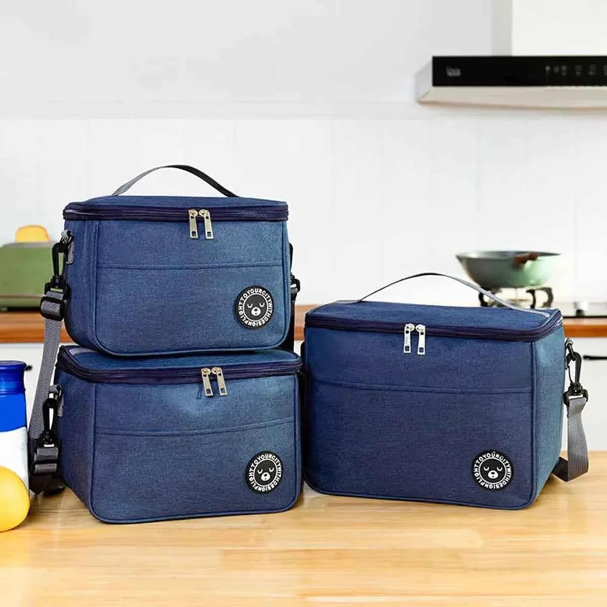 Capacity hand - held with shoulder strap insulated bag, lunch box bag, student thickened waterproof lunch bag。 - Shoppiline