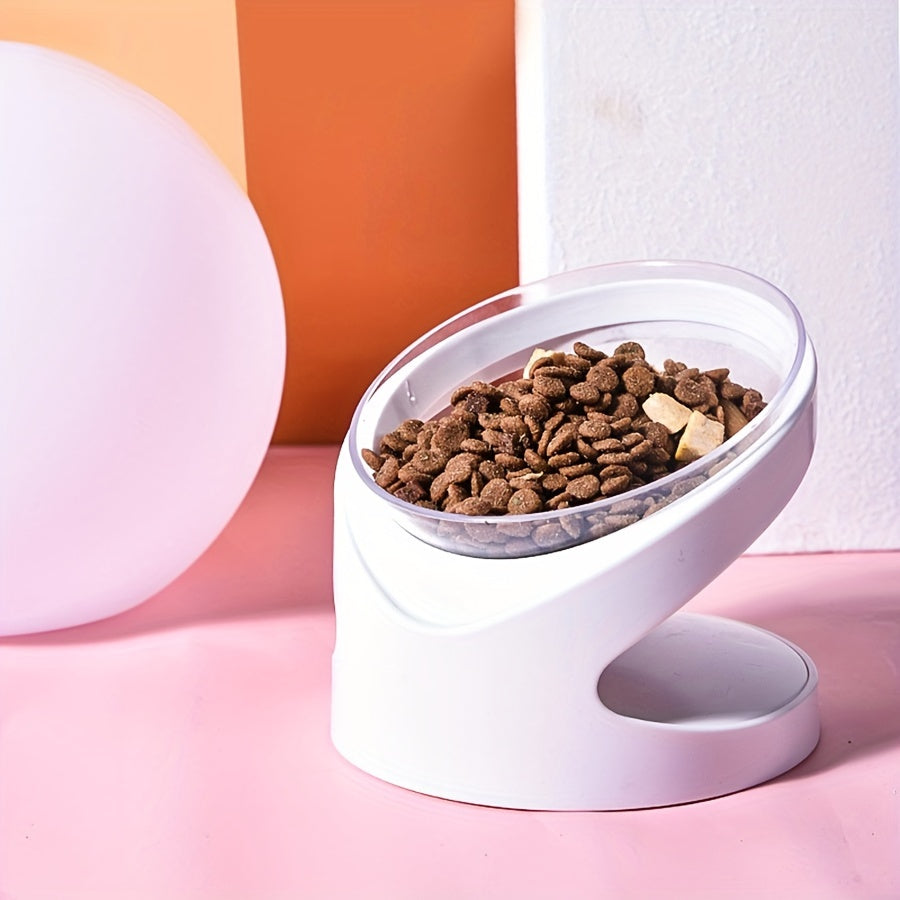 Elevated Cat Food Bowl Ergonomic Clear Anti Vomit Tilt Pet Feeder Cat Neck Protection Bowl Durable Plastic, Suitable For Dry And Wet Cat Food