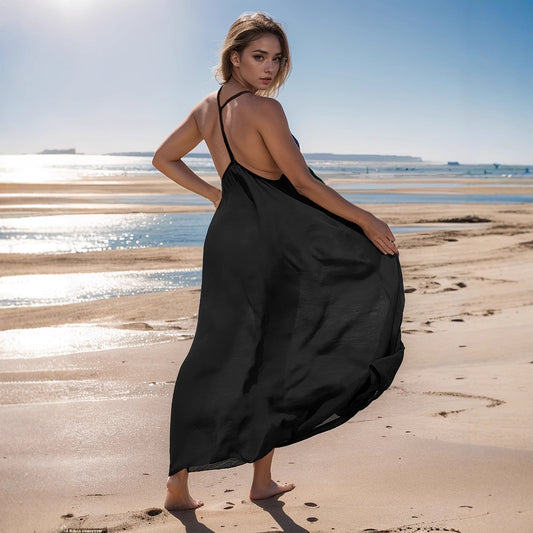 Beach Vacation Beach Dress Halterneck Backless Flowy Design-Driven Niche Style Skirt