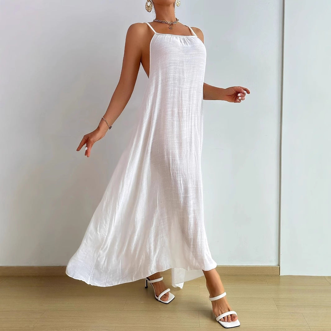 Beach Vacation Beach Dress Halterneck Backless Flowy Design-Driven Niche Style Skirt