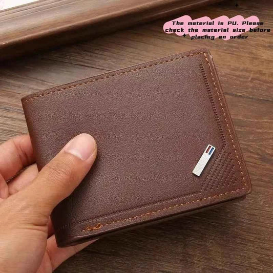 Men's leather short wallet thin wallet foldable minimalist soft leather wallet - Shoppiline