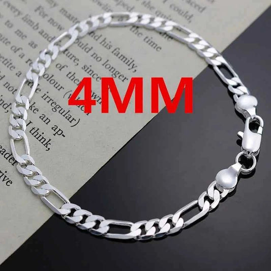 Noble New Arrive 925 Silver 4MM Chain for Men Women Bracelet Necklace Jewelry Set Lady Christma Gifts Charms Wedding - Shoppiline