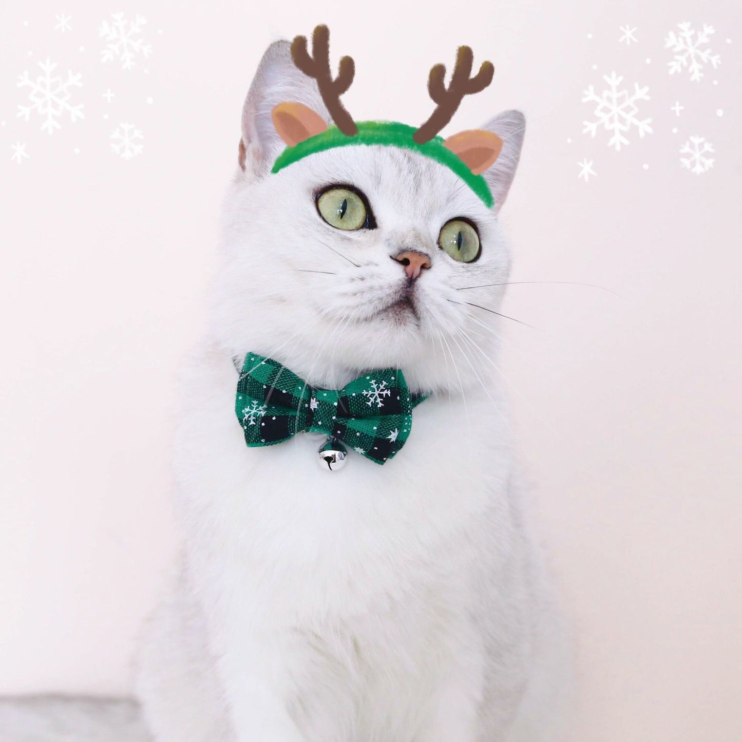 Pet Adjustable Anti-suffocation Double-layer Bow Snowflake Plaid Christmas Collar Cat Dog Bell Accessories Necklace