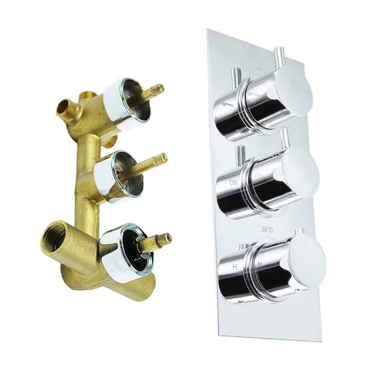 Brass Thermostatic 3 Dial 3 Ways Radiator Control Valve Mixer