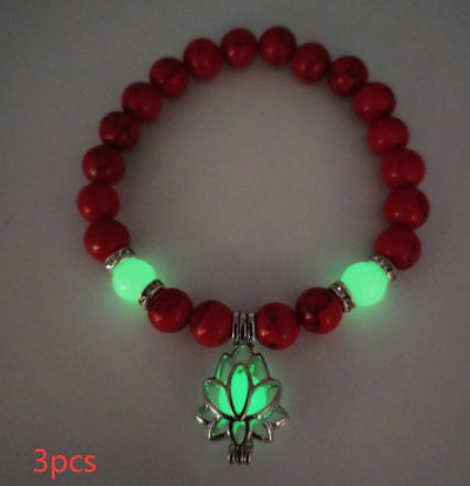 Energie Leuchtender Lotus Naturstein Armband Yoga Heilung Leuchtendes Armband im Dunkeln Leuchtende Perlen Armband Für Männer Frauen Gebet Buddhismus