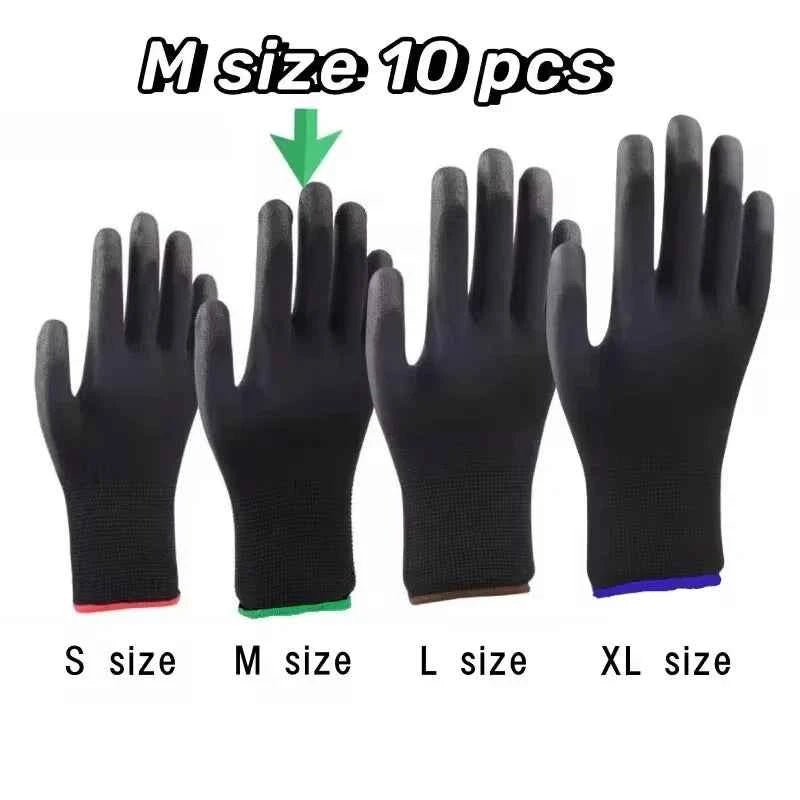 10 Pairs Durable Safety Gloves - Anti - Slip, Wear - Resistant, ESD Protection for Gardening & Woodworking - Shoppiline