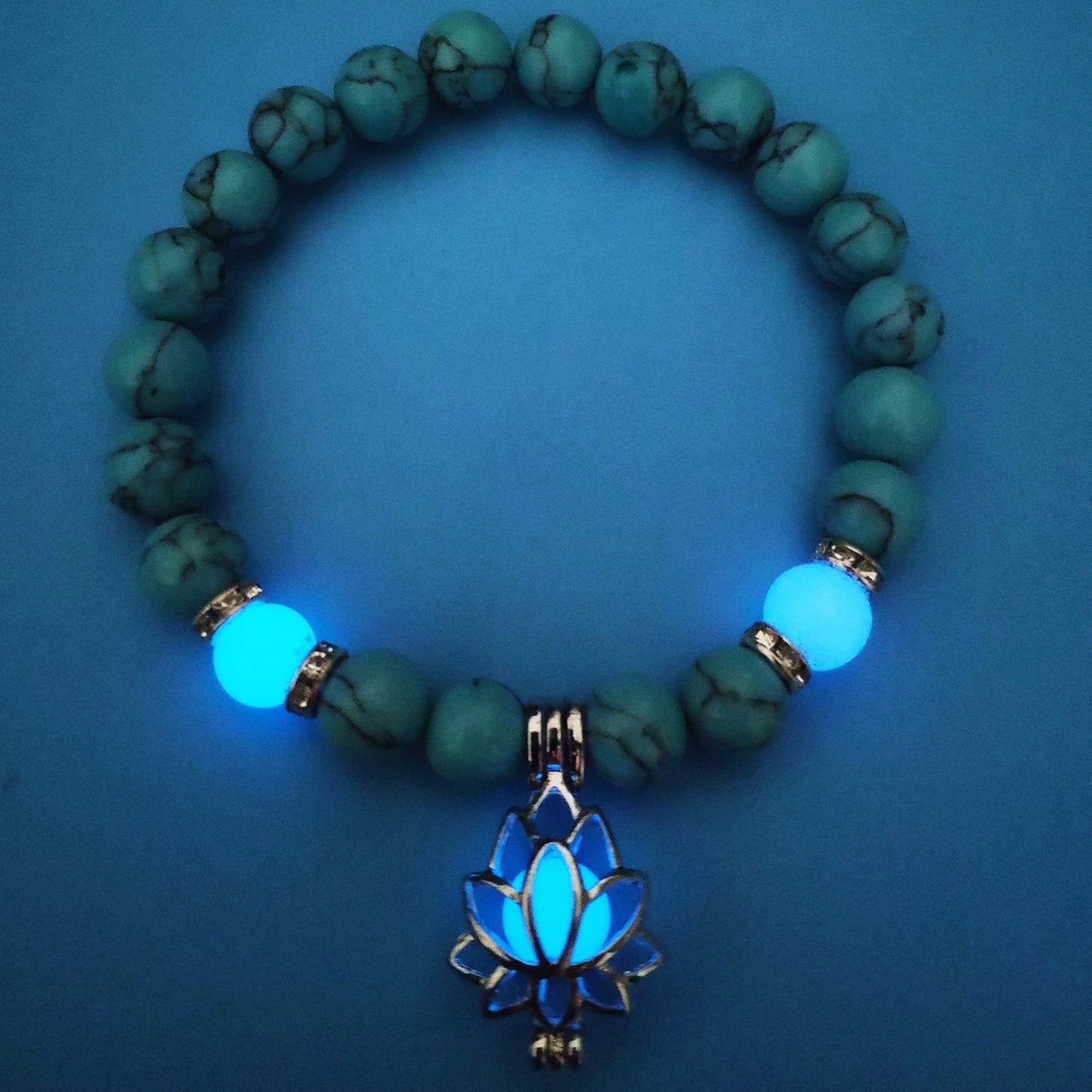 Energie Leuchtender Lotus Naturstein Armband Yoga Heilung Leuchtendes Armband im Dunkeln Leuchtende Perlen Armband Für Männer Frauen Gebet Buddhismus