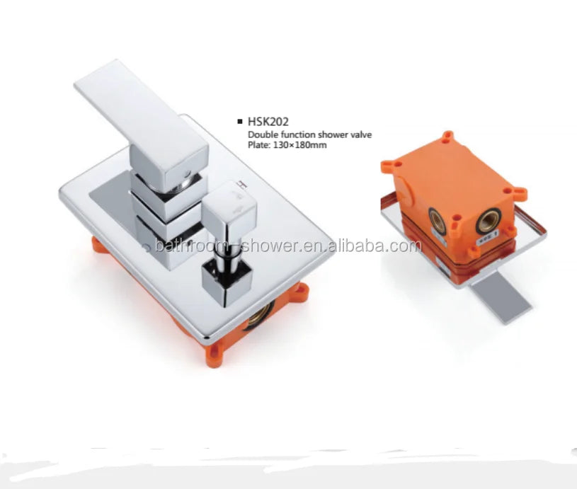 Concealed in Wall Mounted square Brass 2 Handle Hot Cold Water Thermostatic Shower Mixer Valve