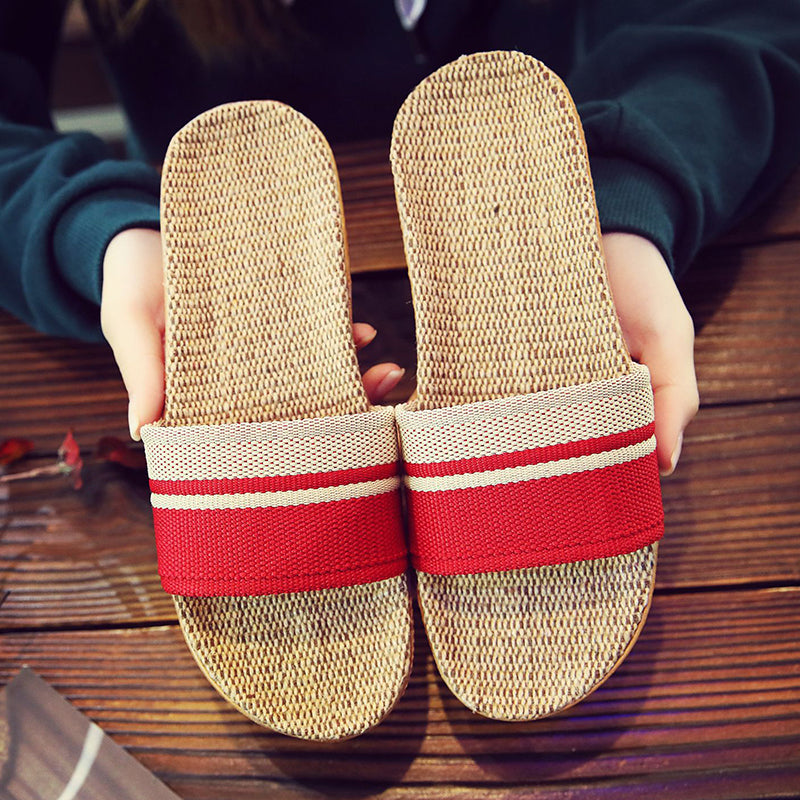 Hemp Casual Slippers Women Home Flats Spring Summer Luxury Designer Shoes Ladies 2026 Fashion Indoor Slides Couple Lightweight