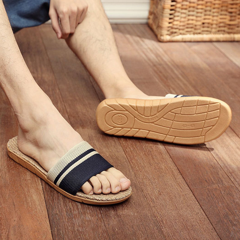 Hemp Casual Slippers Women Home Flats Spring Summer Luxury Designer Shoes Ladies 2026 Fashion Indoor Slides Couple Lightweight