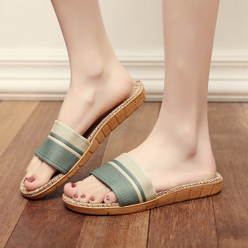 Hemp Casual Slippers Women Home Flats Spring Summer Luxury Designer Shoes Ladies 2026 Fashion Indoor Slides Couple Lightweight