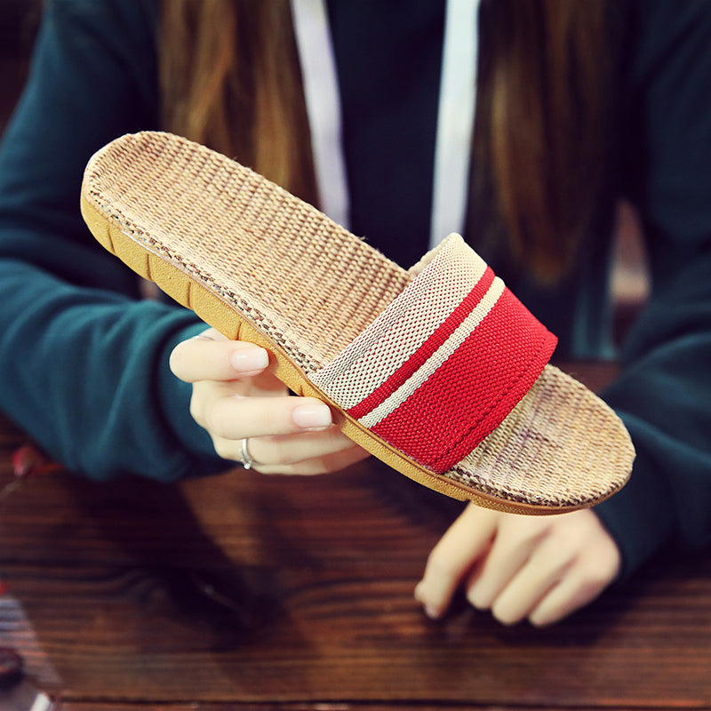Hemp Casual Slippers Women Home Flats Spring Summer Luxury Designer Shoes Ladies 2026 Fashion Indoor Slides Couple Lightweight