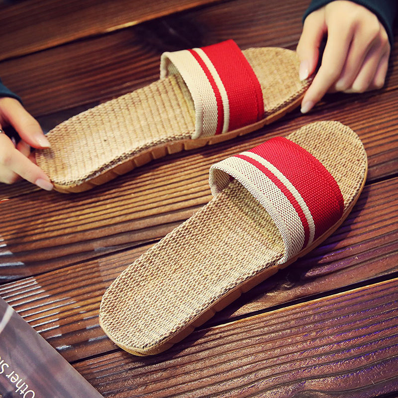Hemp Casual Slippers Women Home Flats Spring Summer Luxury Designer Shoes Ladies 2026 Fashion Indoor Slides Couple Lightweight