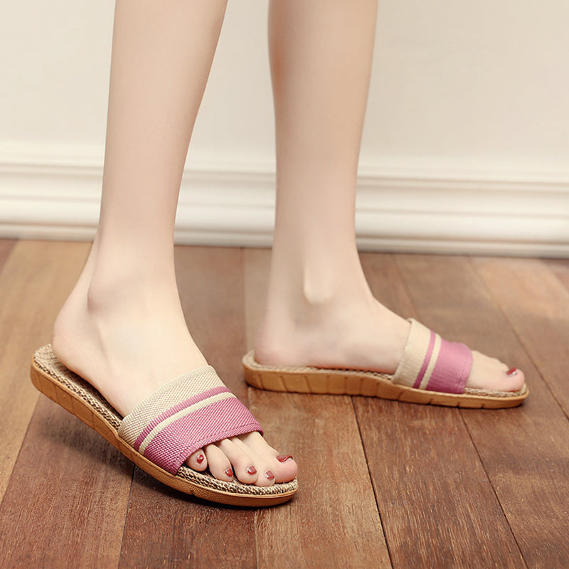Hemp Casual Slippers Women Home Flats Spring Summer Luxury Designer Shoes Ladies 2026 Fashion Indoor Slides Couple Lightweight