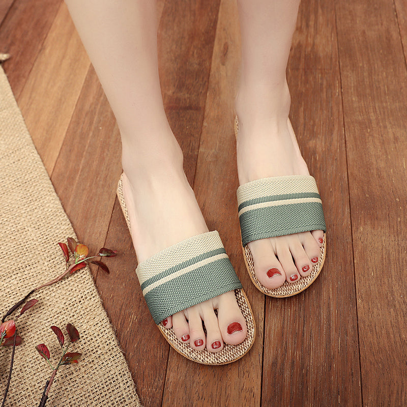 Hemp Casual Slippers Women Home Flats Spring Summer Luxury Designer Shoes Ladies 2026 Fashion Indoor Slides Couple Lightweight