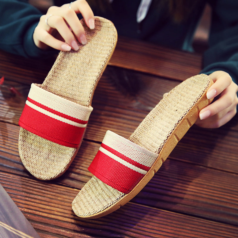 Hemp Casual Slippers Women Home Flats Spring Summer Luxury Designer Shoes Ladies 2026 Fashion Indoor Slides Couple Lightweight