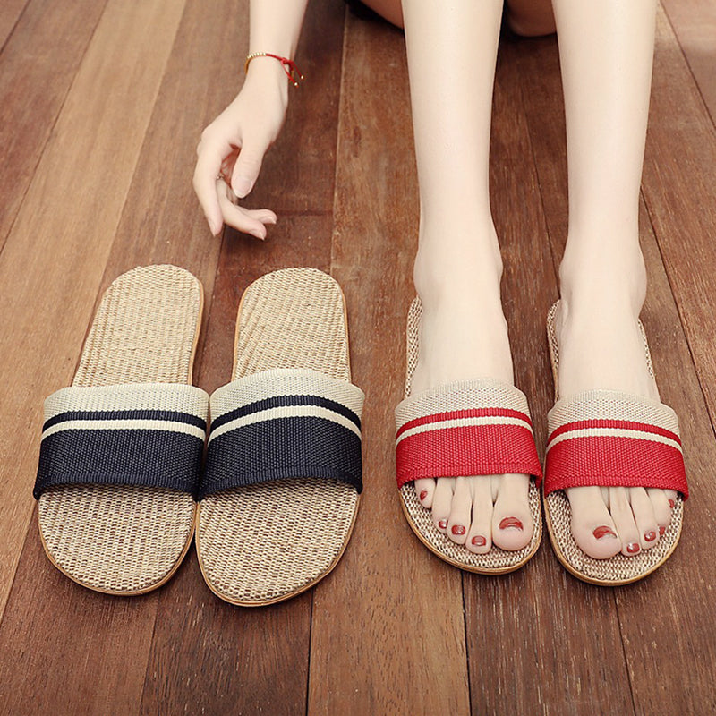Hemp Casual Slippers Women Home Flats Spring Summer Luxury Designer Shoes Ladies 2026 Fashion Indoor Slides Couple Lightweight
