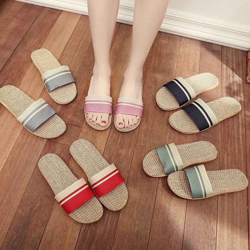 Hemp Casual Slippers Women Home Flats Spring Summer Luxury Designer Shoes Ladies 2026 Fashion Indoor Slides Couple Lightweight