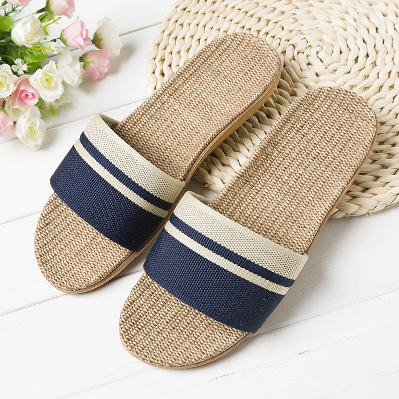 Hemp Casual Slippers Women Home Flats Spring Summer Luxury Designer Shoes Ladies 2026 Fashion Indoor Slides Couple Lightweight