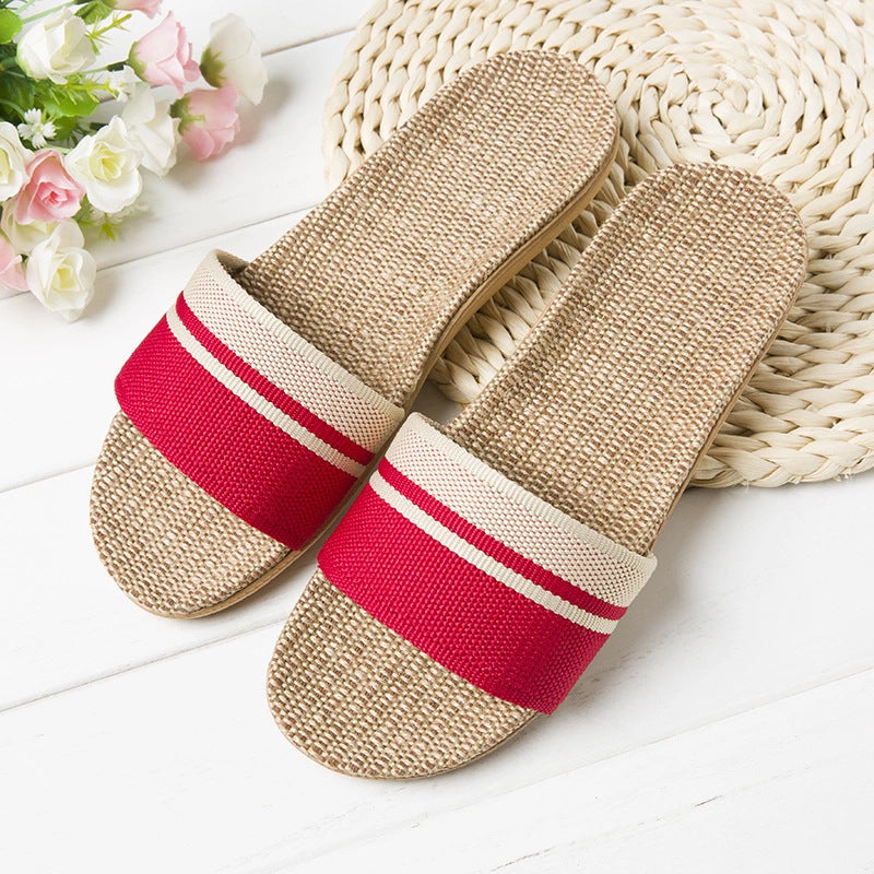 Hemp Casual Slippers Women Home Flats Spring Summer Luxury Designer Shoes Ladies 2026 Fashion Indoor Slides Couple Lightweight