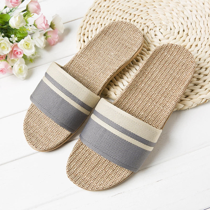 Hemp Casual Slippers Women Home Flats Spring Summer Luxury Designer Shoes Ladies 2026 Fashion Indoor Slides Couple Lightweight