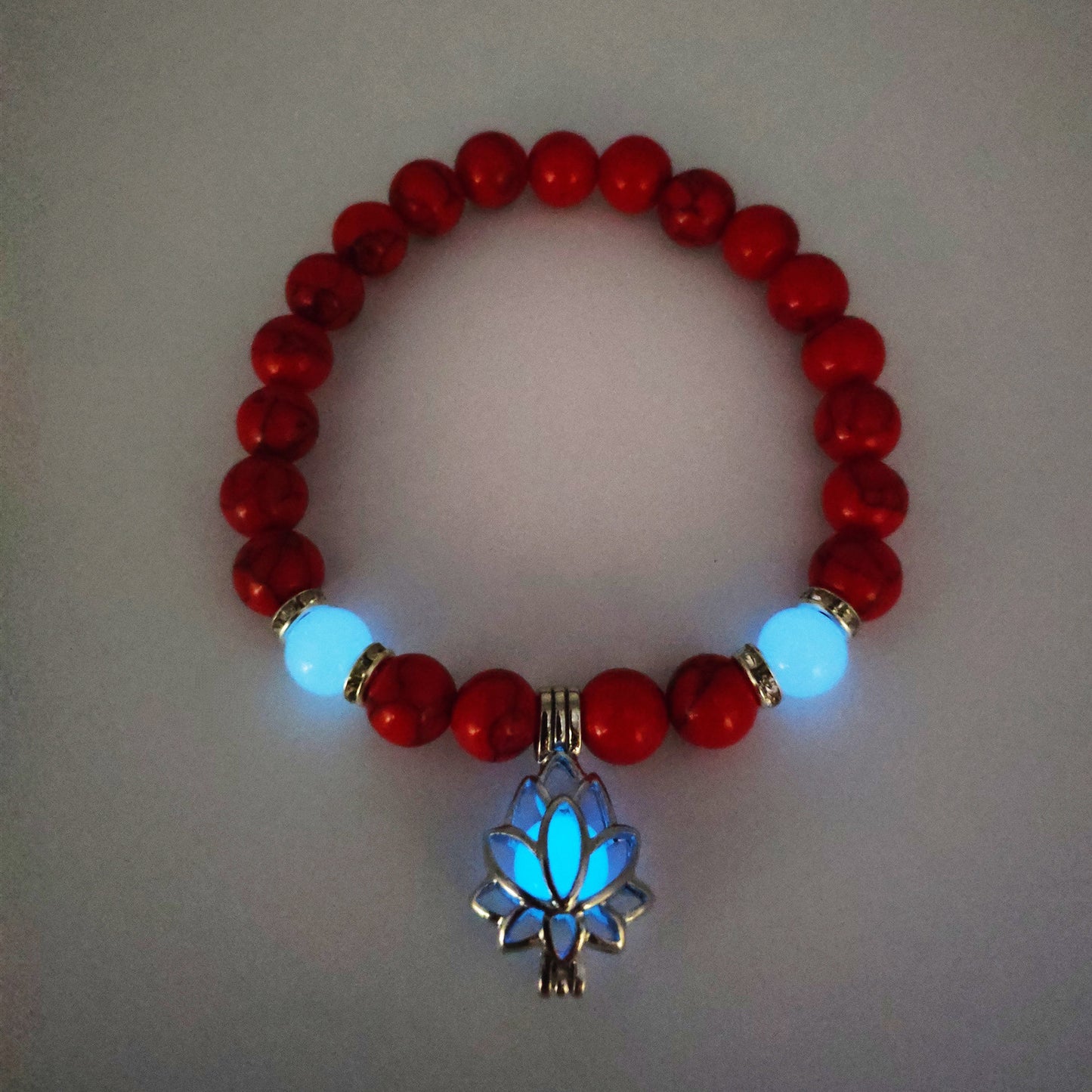 Energie Leuchtender Lotus Naturstein Armband Yoga Heilung Leuchtendes Armband im Dunkeln Leuchtende Perlen Armband Für Männer Frauen Gebet Buddhismus