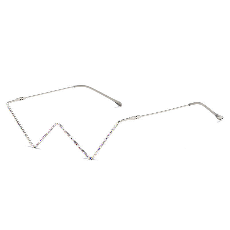 Metal Diamond-studded Glasses Half-frame Street Shooting V-shaped Decorative Frame