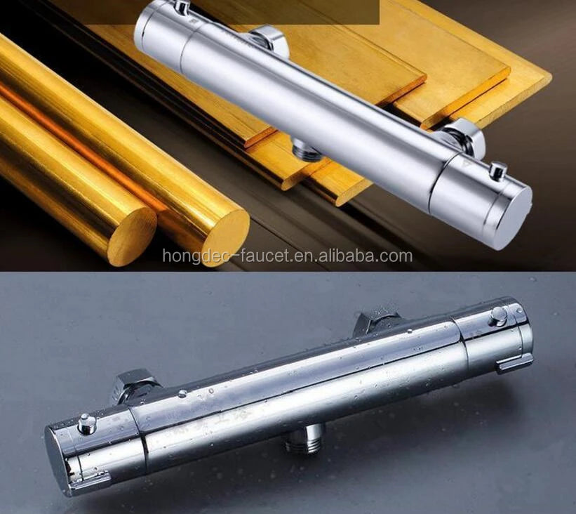 Brass Round Exposed Thermostatic Mixing Shower Valve Temperature Control Shower Faucet Valve