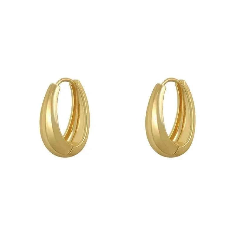 2024 New Classic Copper Alloy Smooth Metal Hoop Earrings For Woman Fashion Korean Jewelry Temperament Girl's Daily Wear earrings - Shoppiline