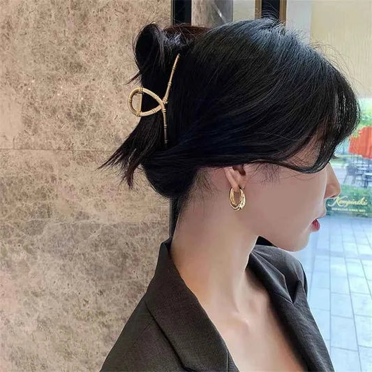 2024 New Classic Copper Alloy Smooth Metal Hoop Earrings For Woman Fashion Korean Jewelry Temperament Girl's Daily Wear earrings - Shoppiline