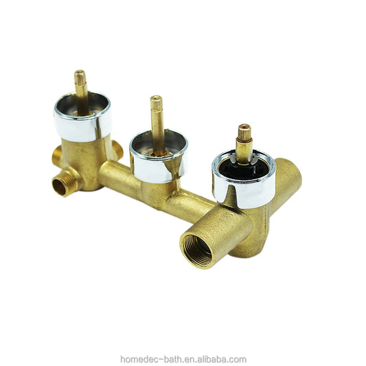 Brass Thermostatic 3 Dial 3 Ways Radiator Control Valve Mixer