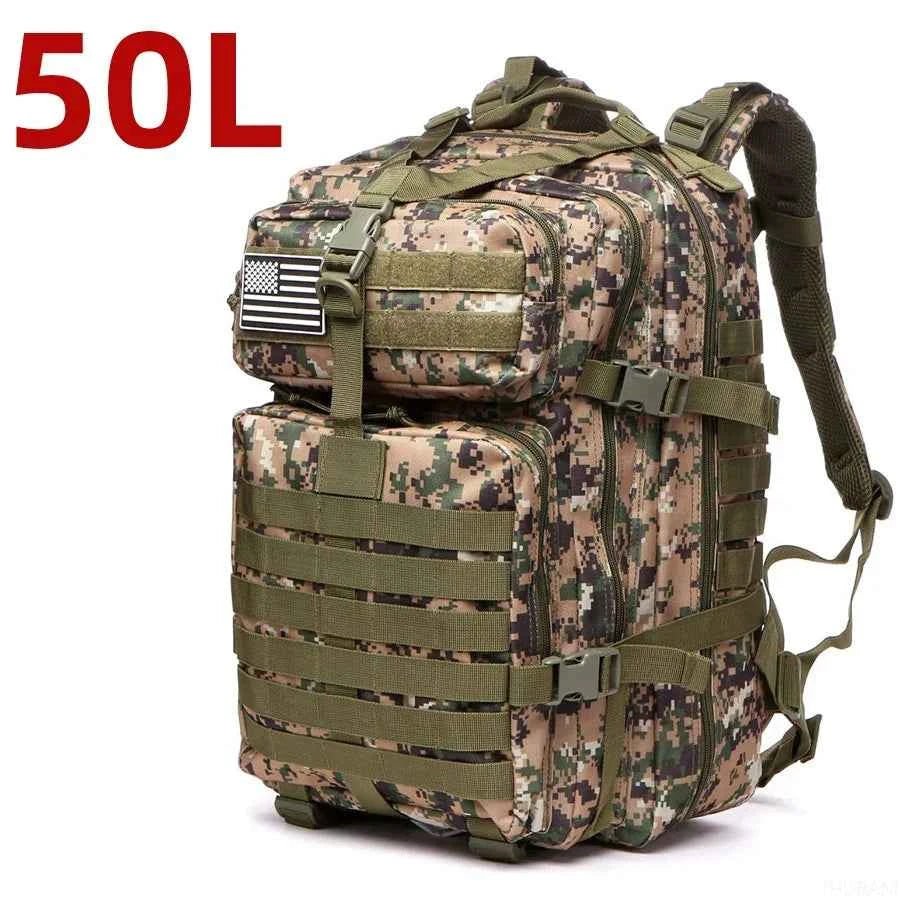 25L/50L Sturdy Nylon Waterproof Tactical Sports Trekking Fishing Hunting Camping Hiking Bag Backpack Outdoor Rucksacks - Shoppiline