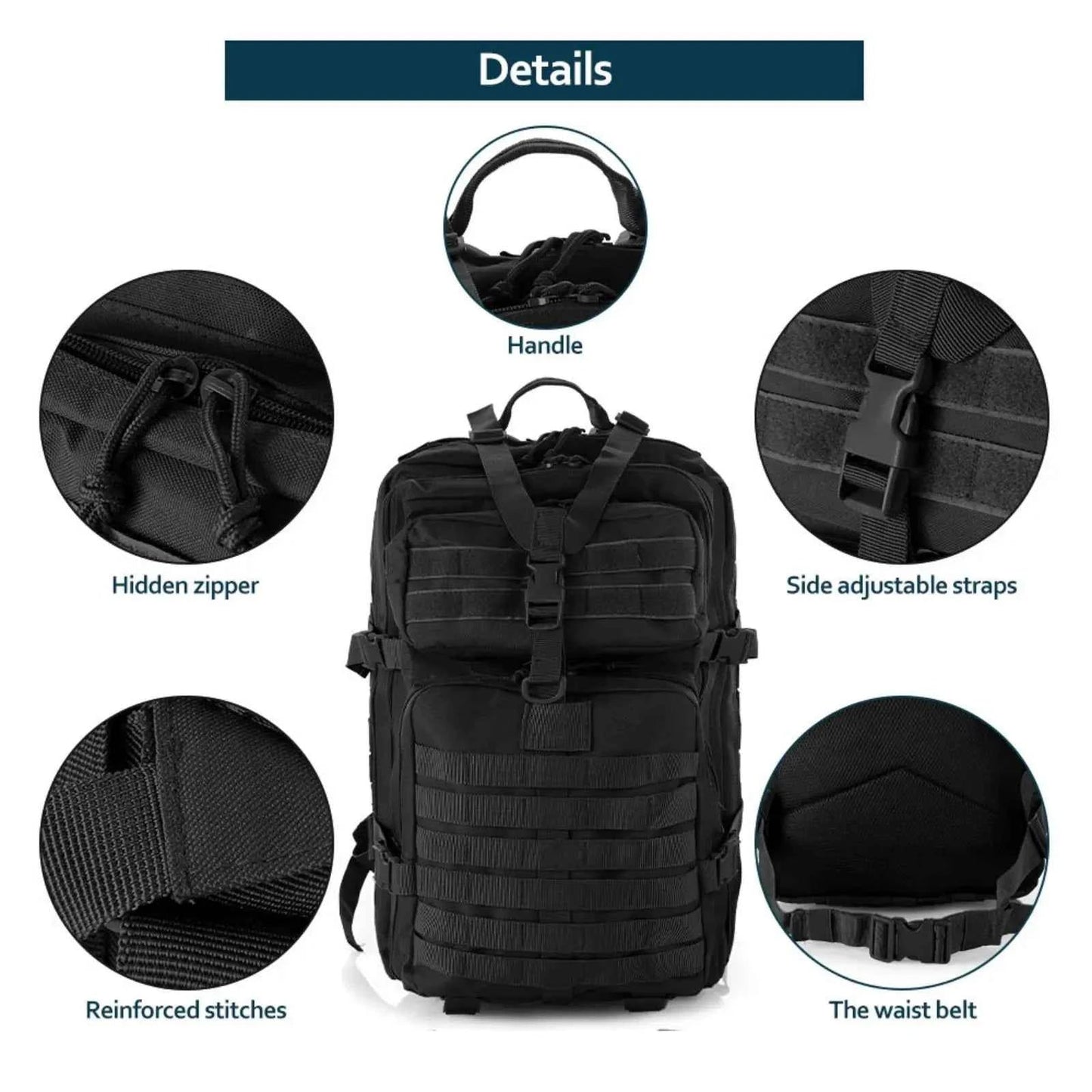 25L/50L Sturdy Nylon Waterproof Tactical Sports Trekking Fishing Hunting Camping Hiking Bag Backpack Outdoor Rucksacks - Shoppiline