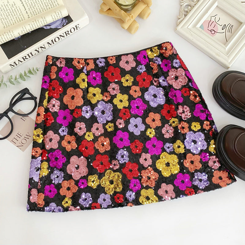 Mini-jupe fourreau fleurie pour femme