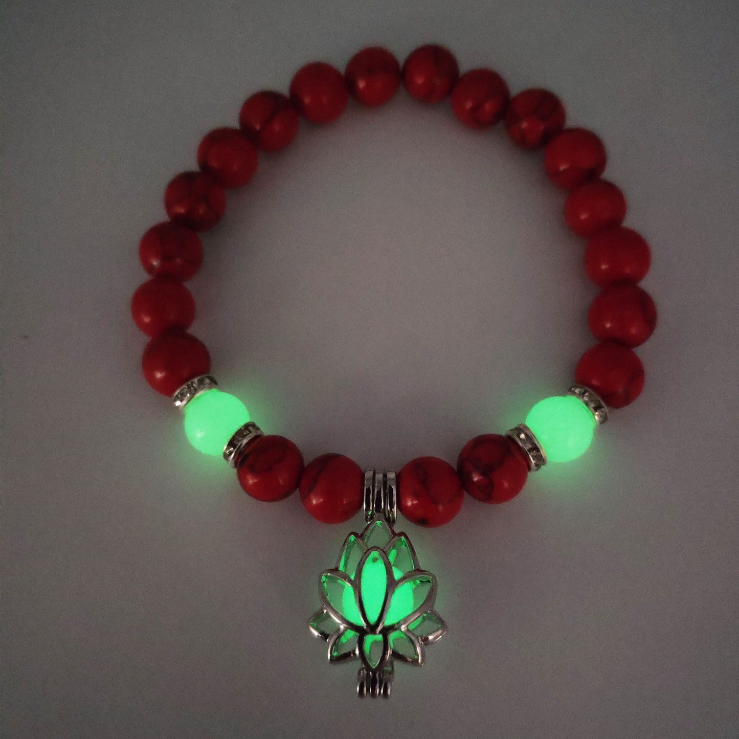 Energie Leuchtender Lotus Naturstein Armband Yoga Heilung Leuchtendes Armband im Dunkeln Leuchtende Perlen Armband Für Männer Frauen Gebet Buddhismus