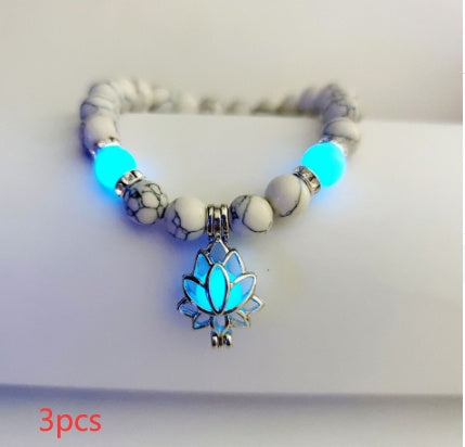 Energie Leuchtender Lotus Naturstein Armband Yoga Heilung Leuchtendes Armband im Dunkeln Leuchtende Perlen Armband Für Männer Frauen Gebet Buddhismus