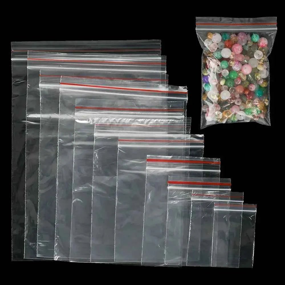30 - 100pcs/bag 4*6/5*7/6*8/7*10/8*12cm Zipped Lock Reclosable Plastic Poly Clear Bags Bulk Jewelry Craft Accessory Packaging - Shoppiline