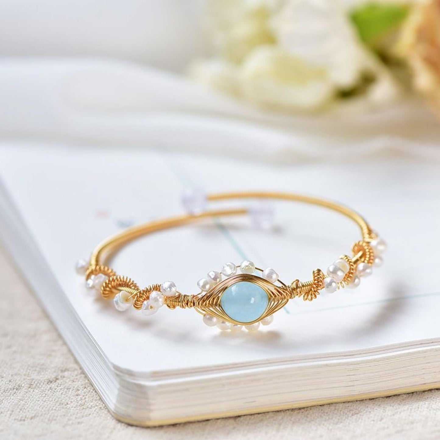 Perlenarmbänder für Damen, vergoldet, Perlenarmband, goldfarben, geflochten, Vintage-Stil, Armreifen, Mode-Armband