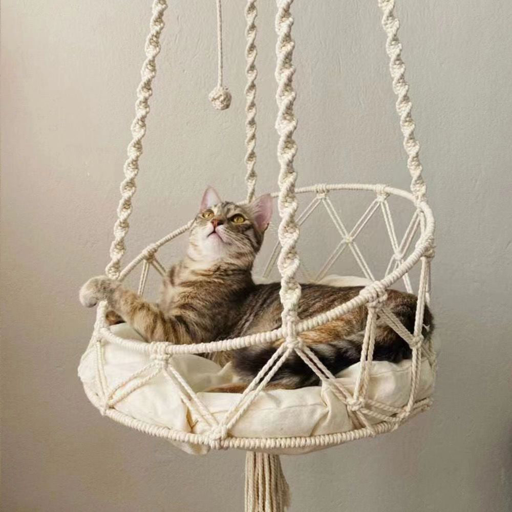 Handwoven Kitten Hammock Hanging Decor For Indoor Use