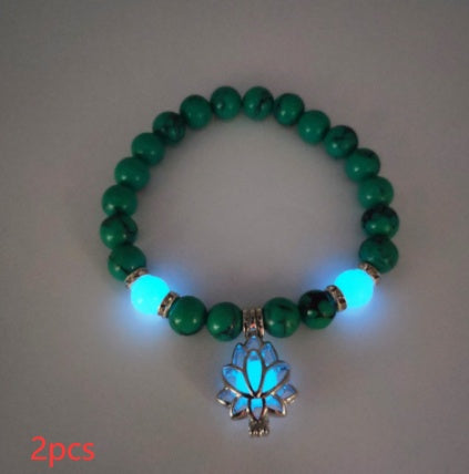 Energie Leuchtender Lotus Naturstein Armband Yoga Heilung Leuchtendes Armband im Dunkeln Leuchtende Perlen Armband Für Männer Frauen Gebet Buddhismus