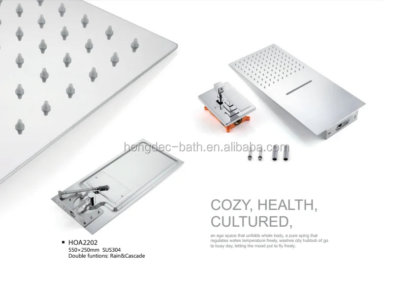 Bathroom Luxury Chrome Polished Hotel Use Comfortable Double Functions Rain Cascade Shower Set with Stainless Steel Shower Head