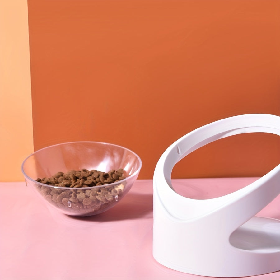 Elevated Cat Food Bowl Ergonomic Clear Anti Vomit Tilt Pet Feeder Cat Neck Protection Bowl Durable Plastic, Suitable For Dry And Wet Cat Food