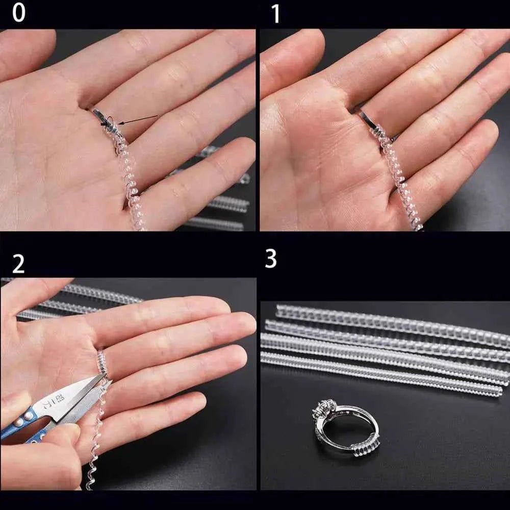 4pcs/lot Transparent Spiral Based Ring Tools Spring Coil Ring Size Adjuster Guard Tightener Reducer Resizing Tool For Jewelry - Shoppiline
