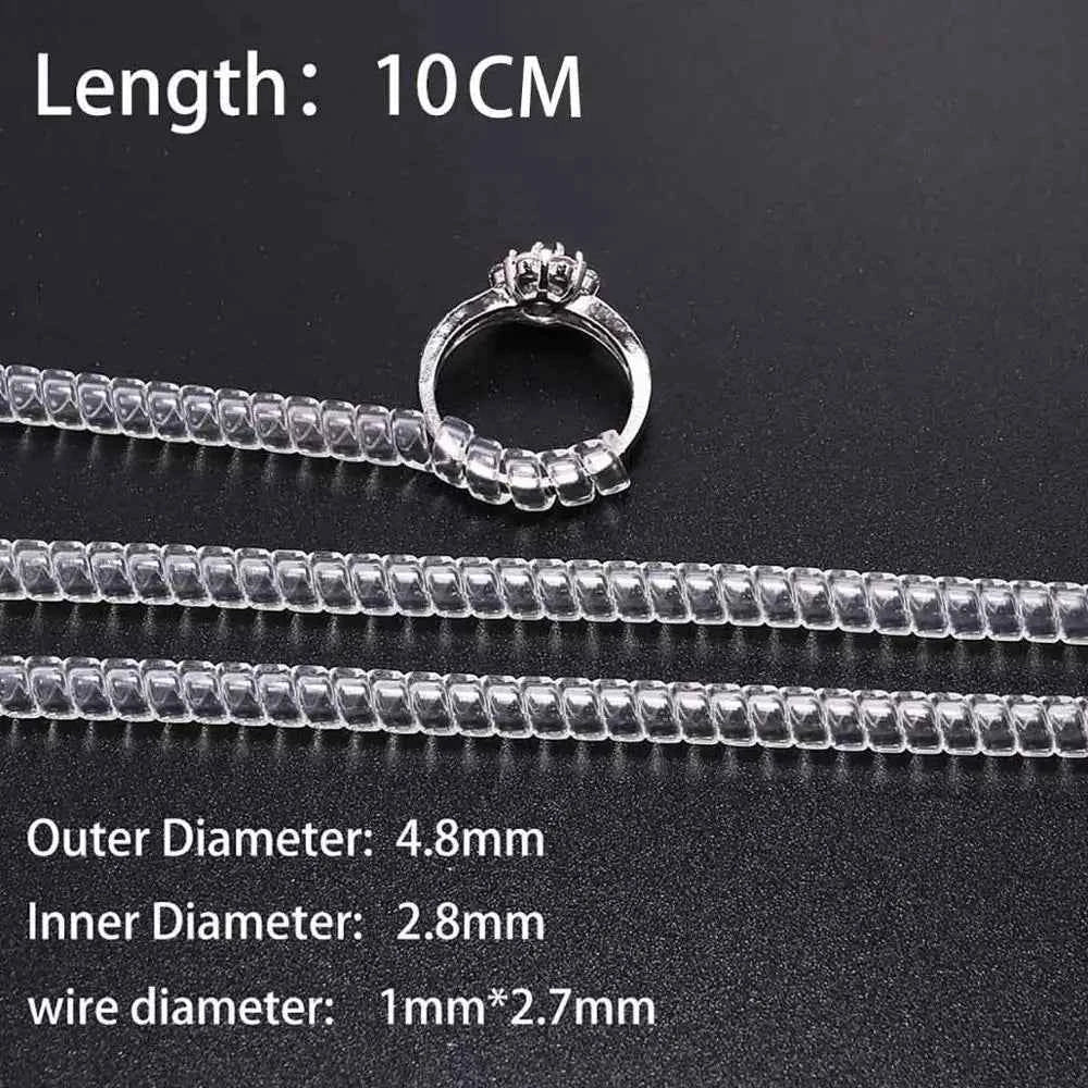 4pcs/lot Transparent Spiral Based Ring Tools Spring Coil Ring Size Adjuster Guard Tightener Reducer Resizing Tool For Jewelry - Shoppiline