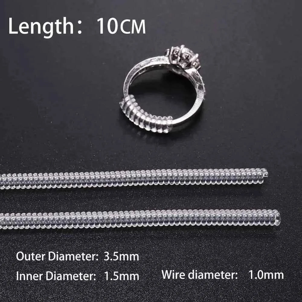 4pcs/lot Transparent Spiral Based Ring Tools Spring Coil Ring Size Adjuster Guard Tightener Reducer Resizing Tool For Jewelry - Shoppiline