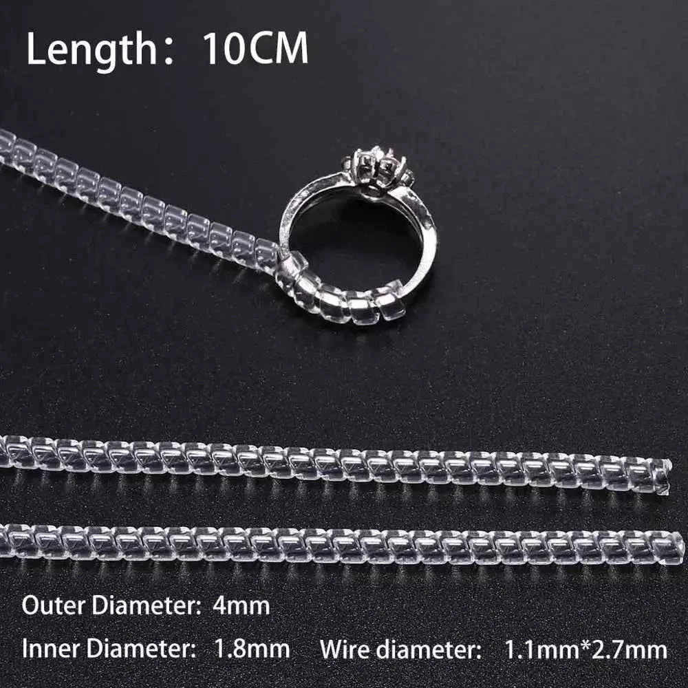 4pcs/lot Transparent Spiral Based Ring Tools Spring Coil Ring Size Adjuster Guard Tightener Reducer Resizing Tool For Jewelry - Shoppiline